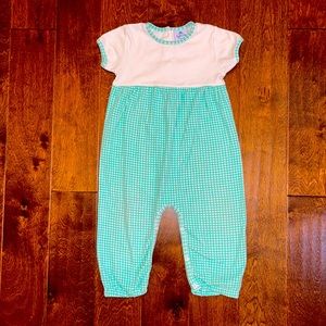 GU Eyelet & Ivy Loudon Romper in Aqua Gingham Knit
